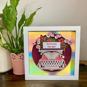 3D Typewriter Pink Shadowbox